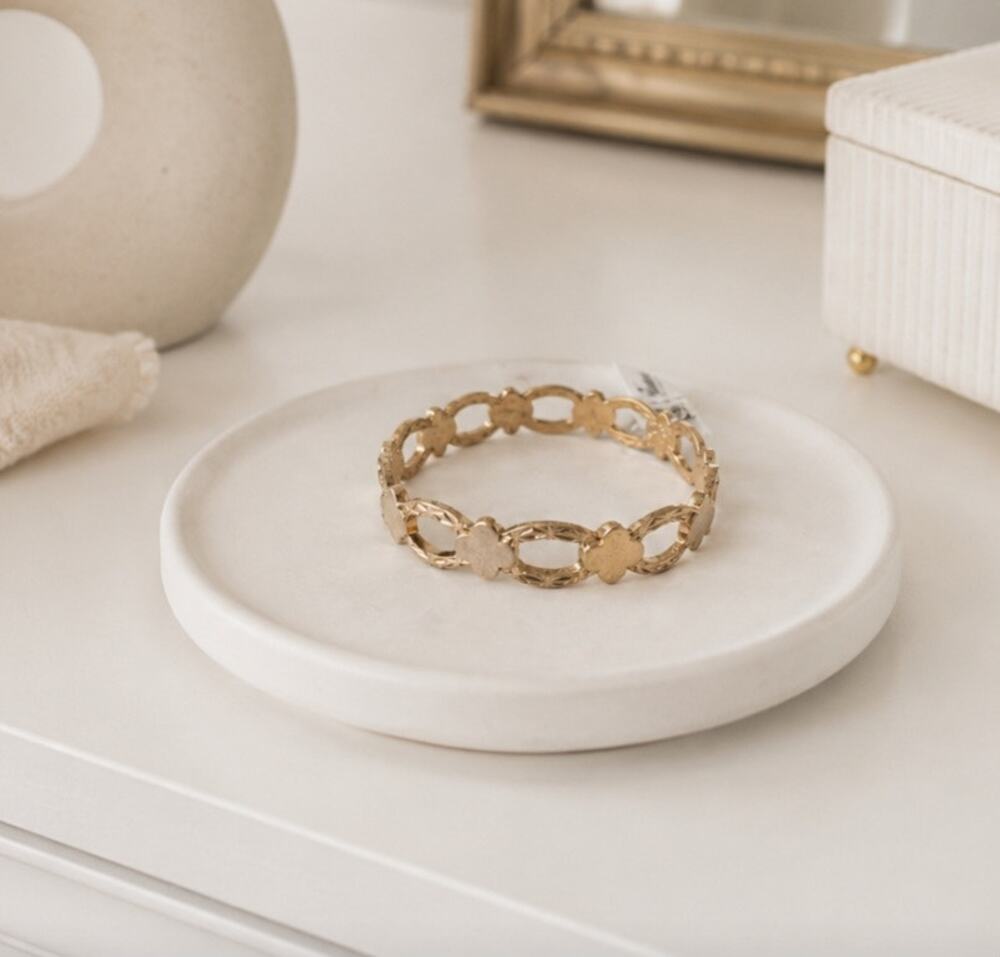 Pomina Gold Clover Bangle Bracelet New